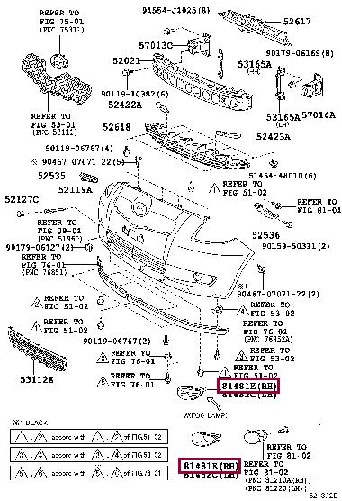 8148152150 Toyota Fog lamp frame, right