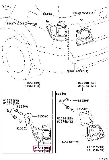 815510K070 Toyota Tail lamp right