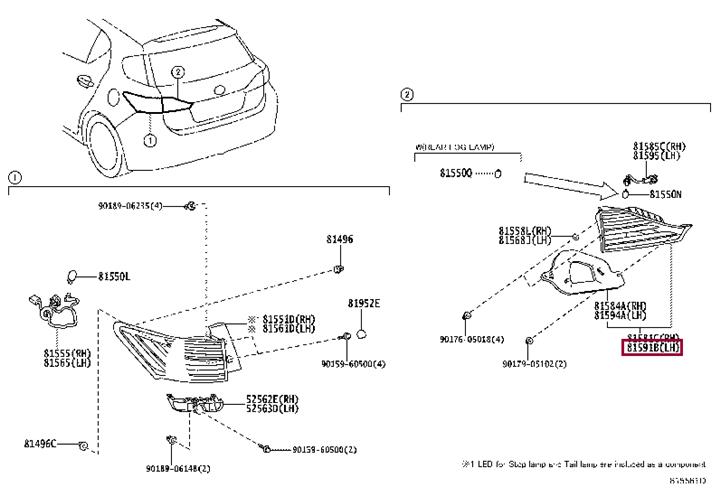 8159176020 Toyota LENS BODY, RR