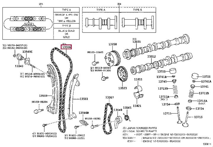 Toyota 13506-0H011 Timing chain 135060H011