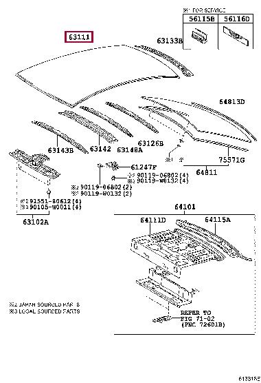 6311105290 Toyota Roof panel