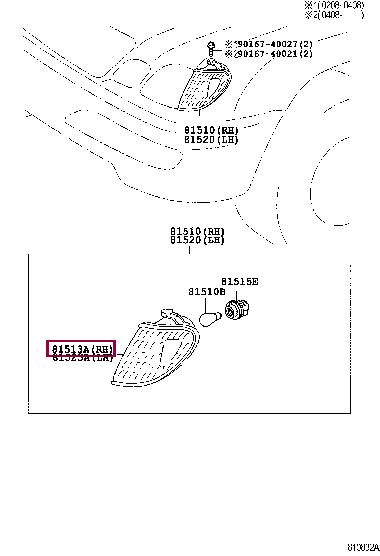 8151160490 Toyota LENS & BODY, FR TURN