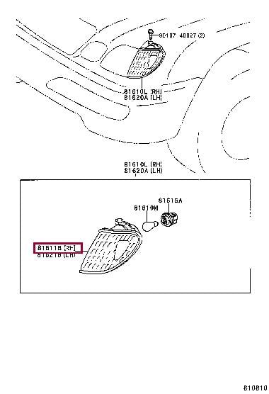 8161160220 Toyota Position lamp right