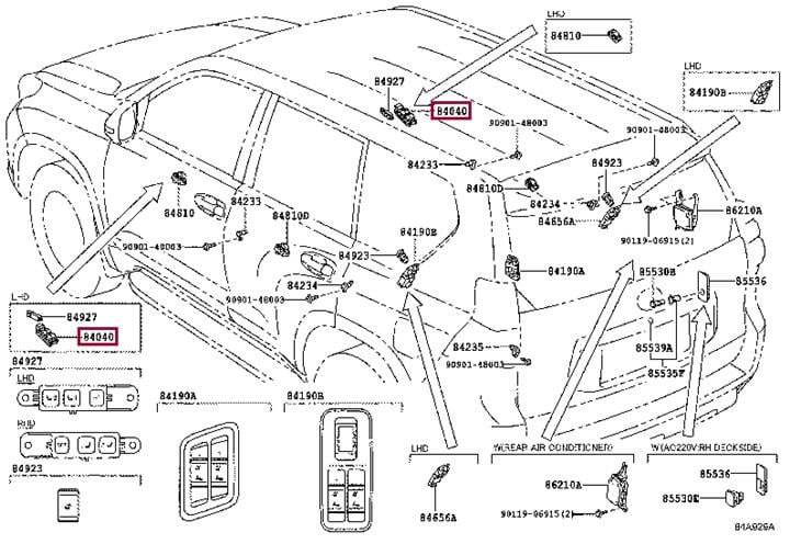 Toyota 8404060220 MASTER SWITCH ASSY 8404060220 8404060220 Toyota MASTER SWITCH ASSY