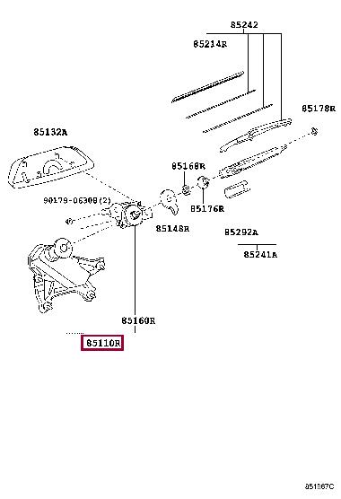 8513048041 Toyota MOTOR ASSY, RR WIPER