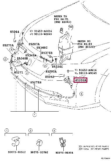 Toyota 85208-33110 ACTUATOR SUB-ASSY, HEADLAMP WASHER, 8520833110 8520833110 Toyota ACTUATOR SUB-ASSY, HEADLAMP WASHER,