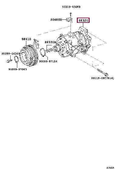 Toyota 88320-0E110 Compressor, air conditioning 883200E110 883200E110 Toyota Compressor, air conditioning