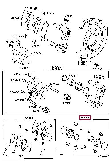 Toyota 04479-05010 Repair Kit, brake caliper 0447905010