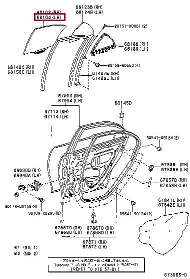 6810405100 Toyota Glass side window