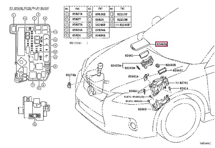 8266276010 Toyota Cover, relay block, upper, no.1