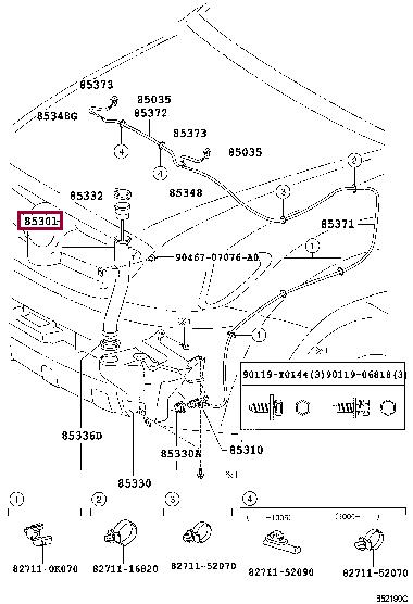 853010K010 Toyota Washer bottle neck
