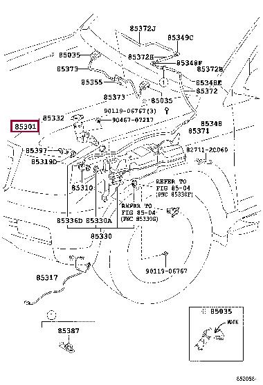 8530160060 Toyota Washer bottle neck