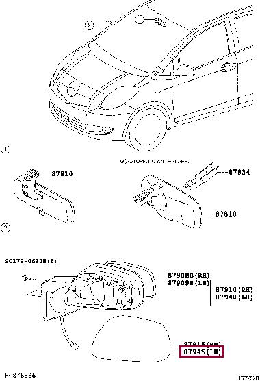 Toyota 87945-0D030 Cover, outer mirror, lh 879450D030