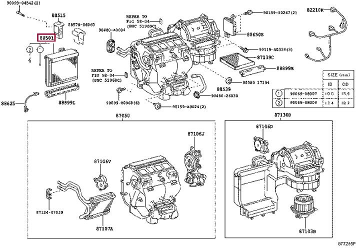 Toyota 88501-33200 Evaporator sub-assy, cooler, no.1 8850133200