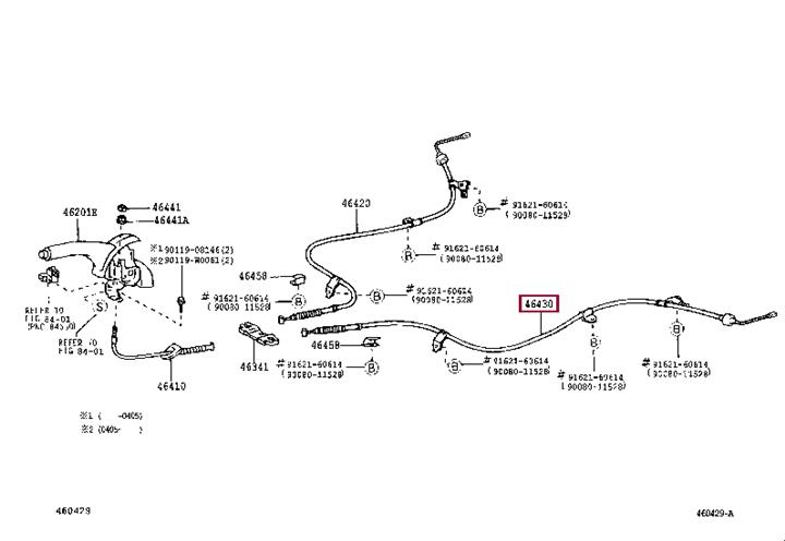 Toyota 46430-02090 Cable Pull, parking brake 4643002090