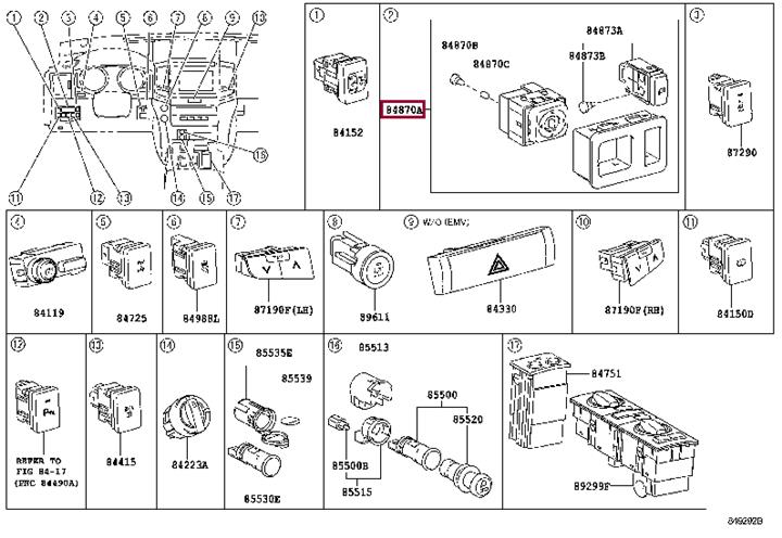 8487060110C0 Toyota SWITCH ASSY OUTER M