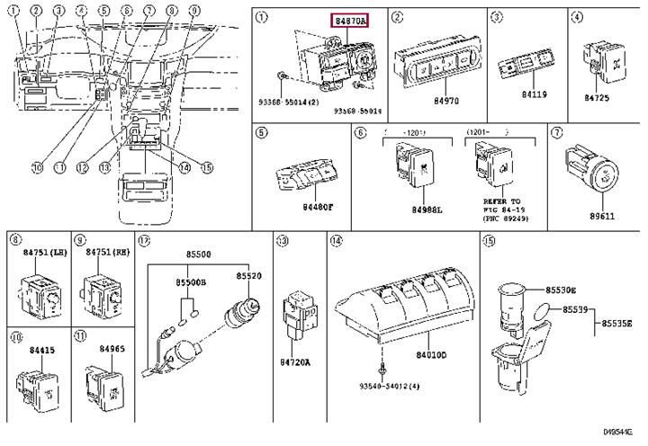 Toyota 84870-60120 SWITCH ASSY, OUTER M 8487060120