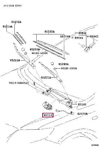 Toyota 85110-12A20 MOTOR ASSY, FR WIPER 8511012A20 8511012A20 Toyota MOTOR ASSY, FR WIPER