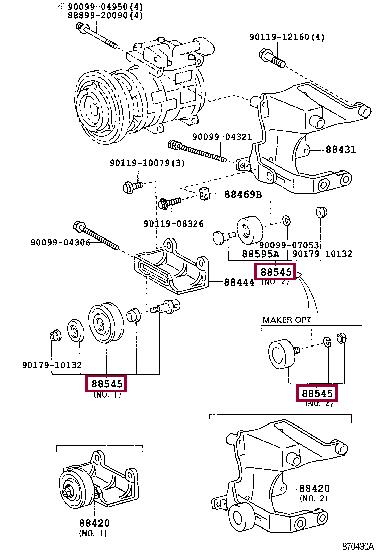 Toyota 88440-26090 V-ribbed belt tensioner (drive) roller 8844026090