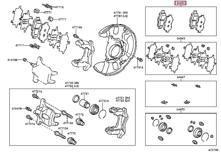 Toyota 04465-YZZDF Brake Pad Set, disc brake 04465YZZDF