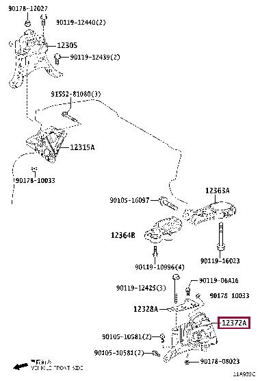 Toyota 12372-37311 Engine mount 1237237311