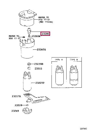 Toyota 23280-22010 Fuel pulsation damper 2328022010