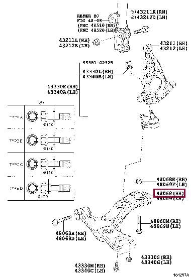 Toyota 48068-47060 Track Control Arm 4806847060 4806847060 Toyota Track Control Arm