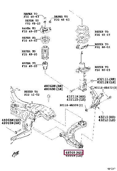 Toyota 48068-WB001 ARM SUB-ASSY, SUSPEN 48068WB001 48068WB001 Toyota ARM SUB-ASSY, SUSPEN