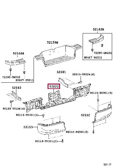 Toyota 52023-0K040 REINFORCEMENT SUB-ASSY, RR BUMPER 520230K040