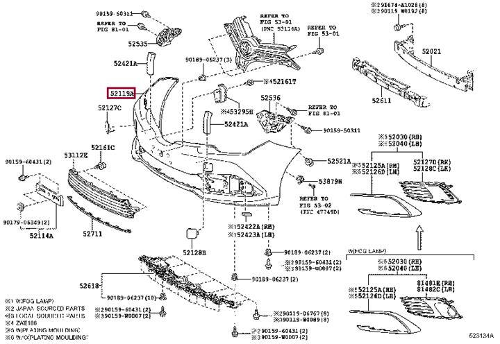 Toyota 52119-0Z962 Front bumper 521190Z962