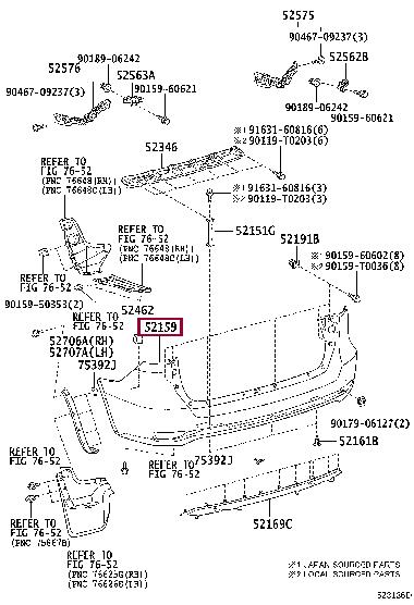 521590K950 Toyota Bumper rear