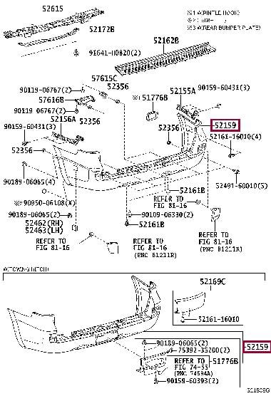 521596A937 Toyota Bumper rear