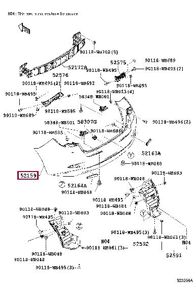 52159WB003 Toyota Bumper rear