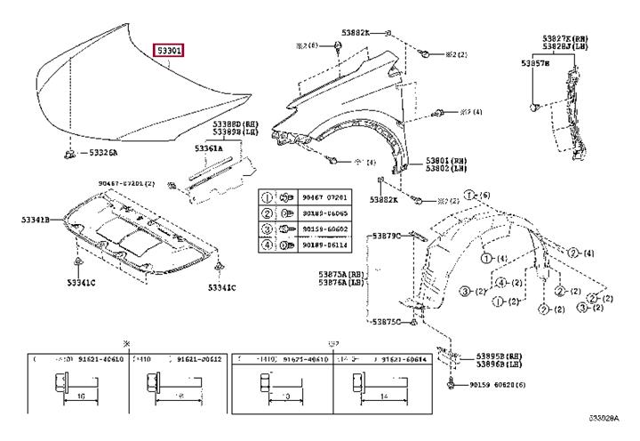 Toyota 53301-0R070 Hood 533010R070 533010R070 Toyota Hood