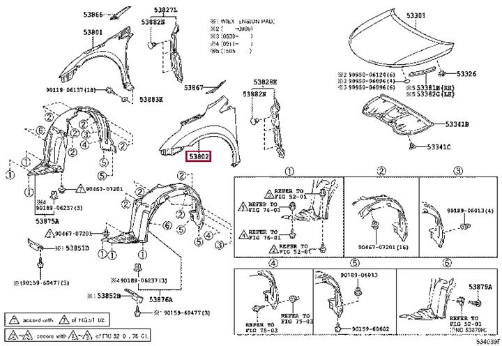 5380205030 Toyota Front fender