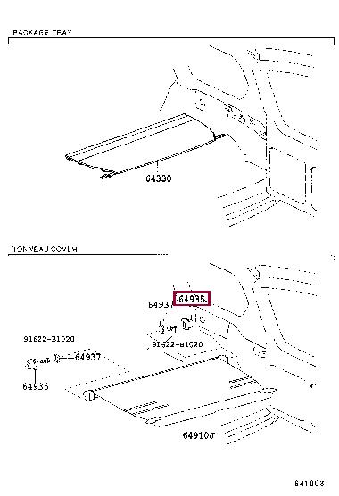 Toyota 64935-60040-B0 Bracket for fastening the luggage compartment cover 6493560040B0