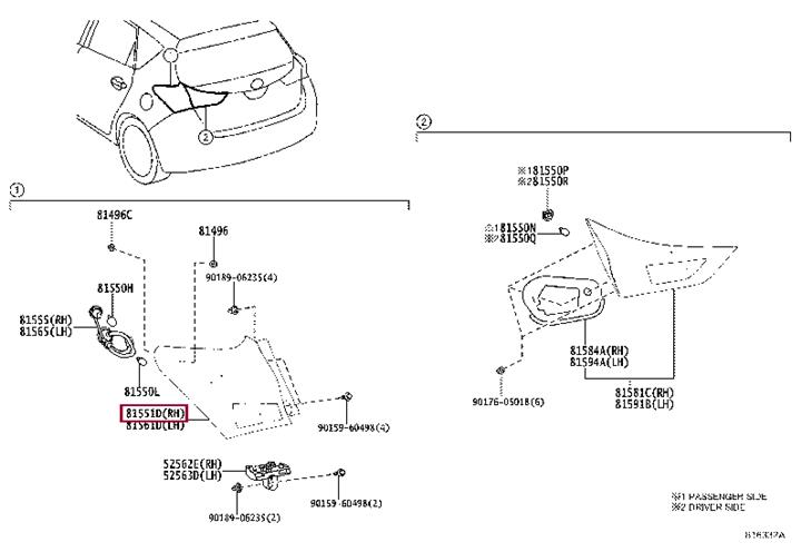 8155102A61 Toyota Combination Rearlight