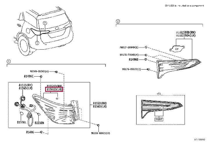 815610K351 Toyota Combination Rearlight
