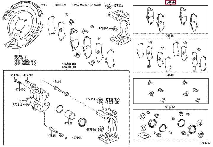 Toyota 04466-30312 Rear disc brake pads, set 0446630312