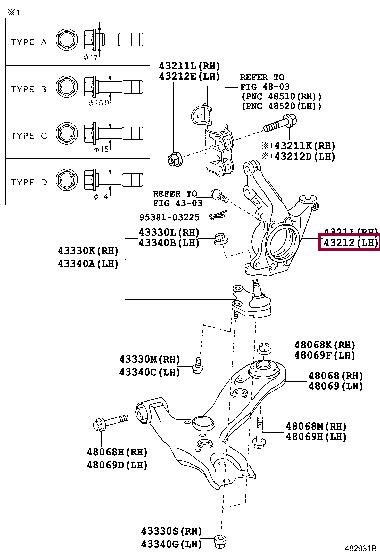 432120F040 Toyota Knuckle swivel