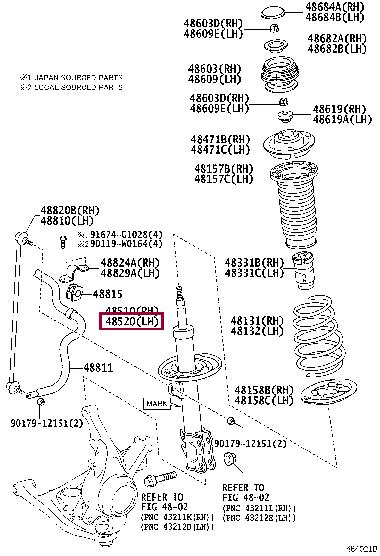 Toyota 48520-0D291 Shock absorber assy 485200D291 485200D291 Toyota Shock absorber assy