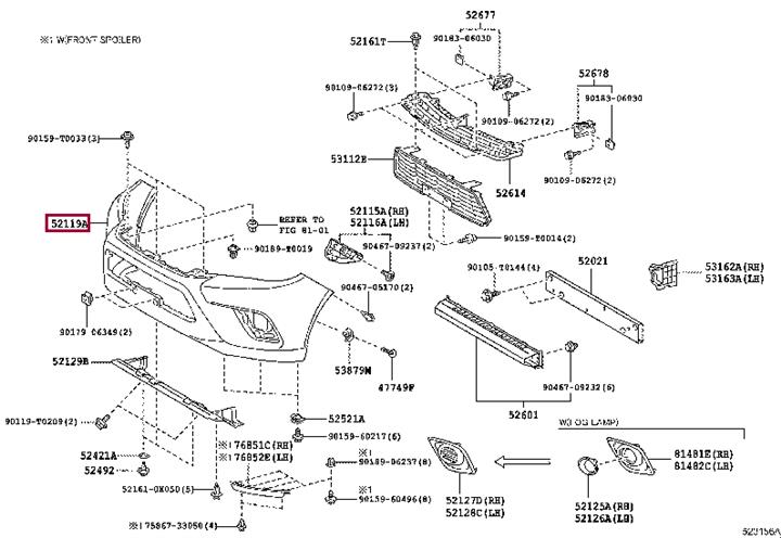 52119YP908 Toyota Front bumper