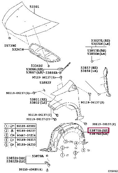 538750D680 Toyota Inner wing panel