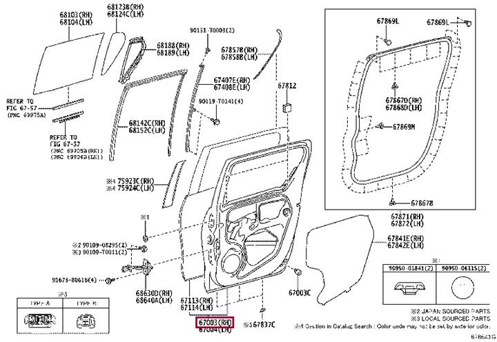 67003KK011 Toyota Door rear right