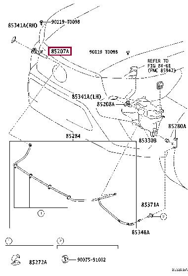 852070K040 Toyota ACTUATOR SUB-ASSY, HEADLAMP WASHER,