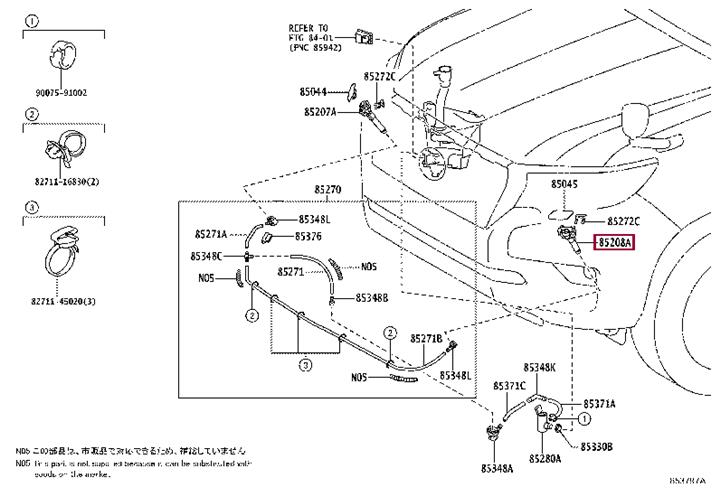 Toyota 85208-60080 Left headlight washer nozzle 8520860080 8520860080 Toyota Left headlight washer nozzle