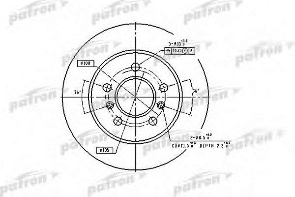 Patron PBD1029 Rear brake disc, non-ventilated PBD1029