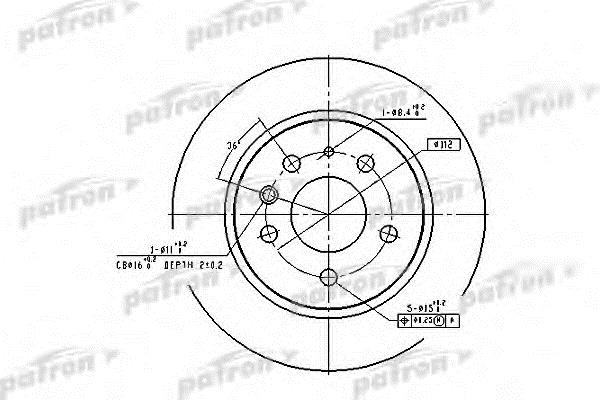 Patron PBD1574 Rear brake disc, non-ventilated PBD1574