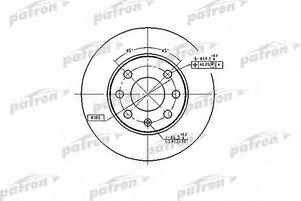 Patron PBD1607 Unventilated front brake disc PBD1607