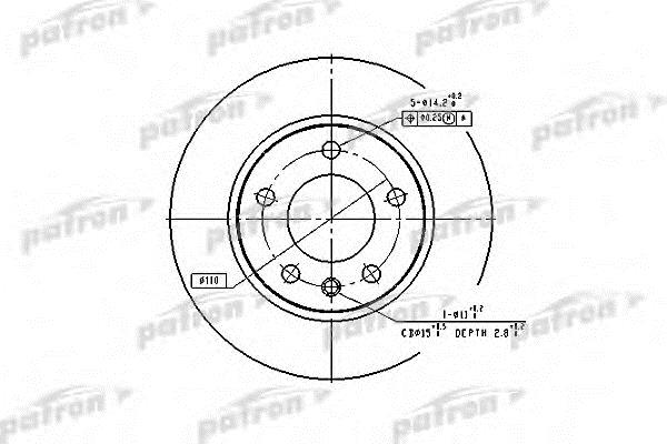 Patron PBD1614 Front brake disc ventilated PBD1614